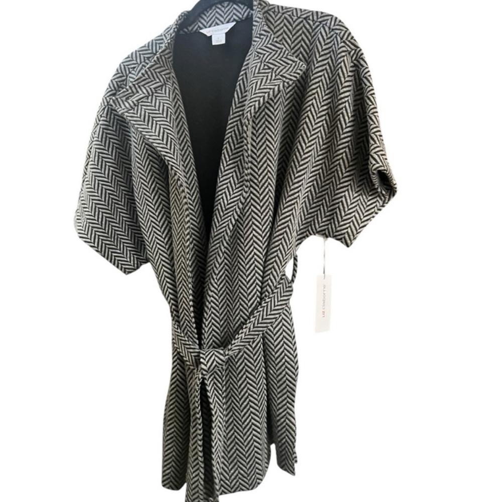 NWT Liz Claiborne Chic Warm Grey Open Front Jacket Coat Overcoat